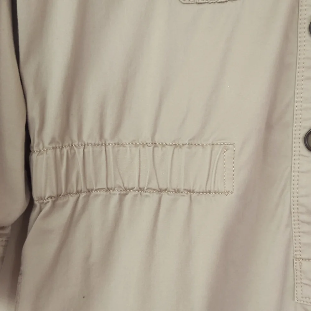 Ann Taylor Loft Khaki Safari Button Tab Sleeve Collared Dress SP Tan Pockets - Picture 6 of 16